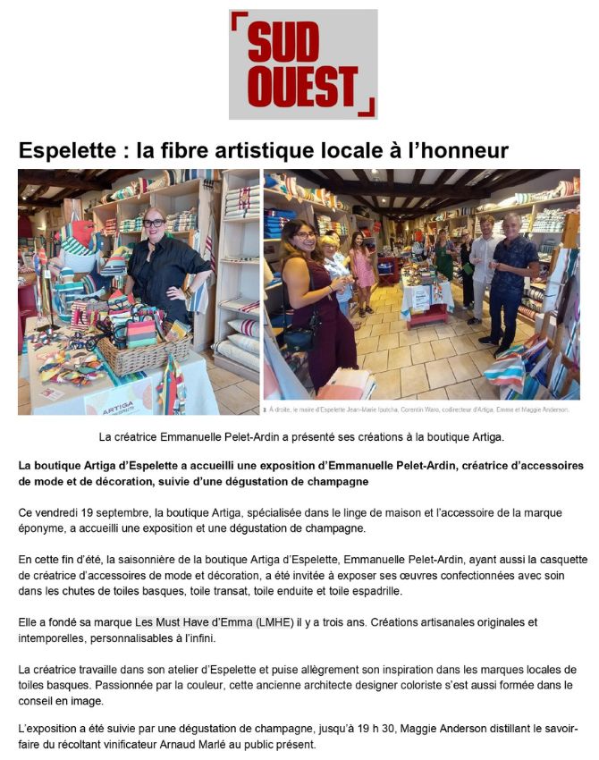 Couverture Artiga dans Sud Ouest